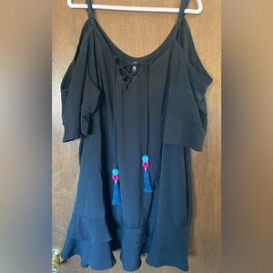 Torrid Black Swim Coverup with Tassel Accents